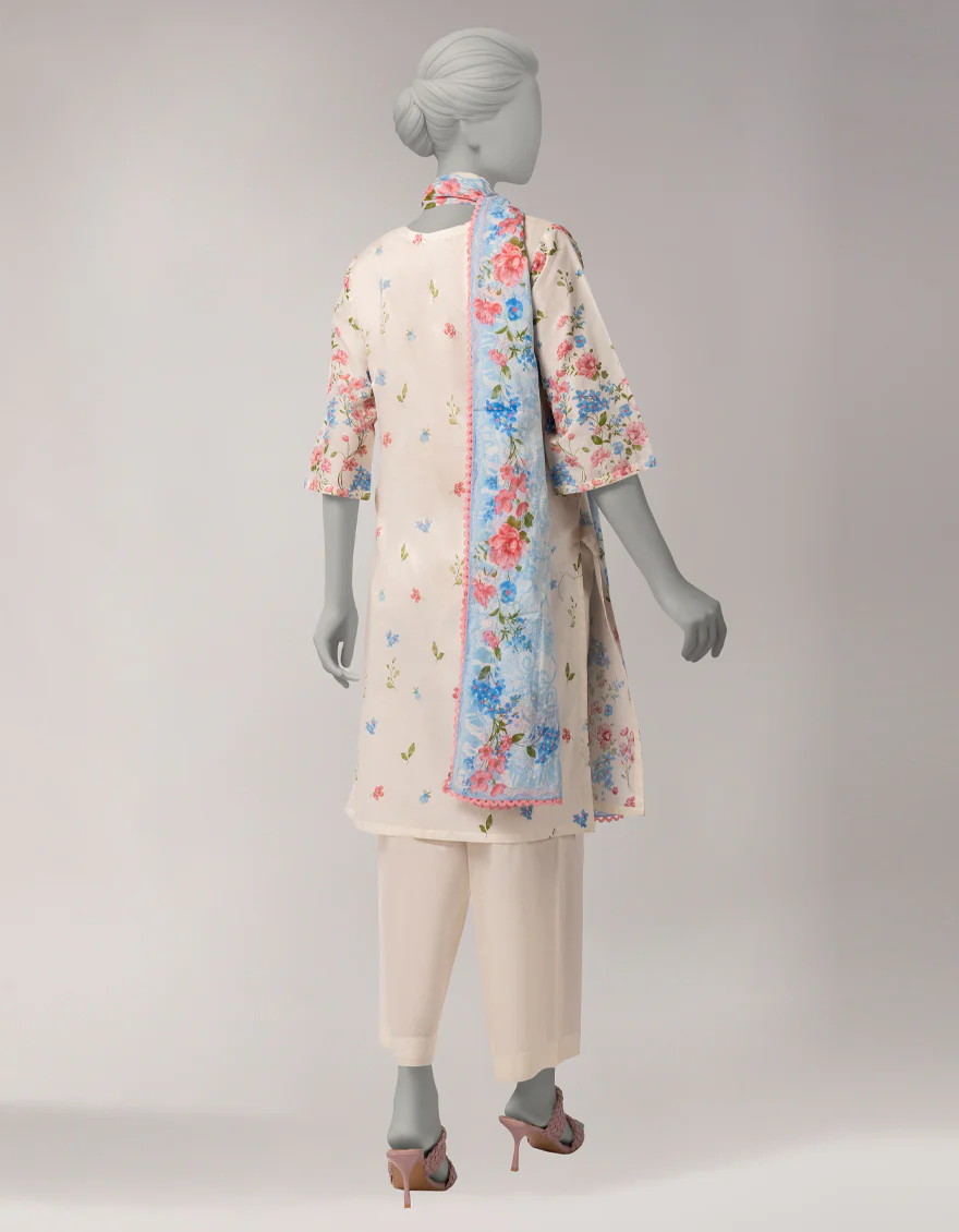 WHITE LAWN 3PC UNSTITCHED | JLAWN-S-26-1087 FLORAL MAGIC-3 - Image 2