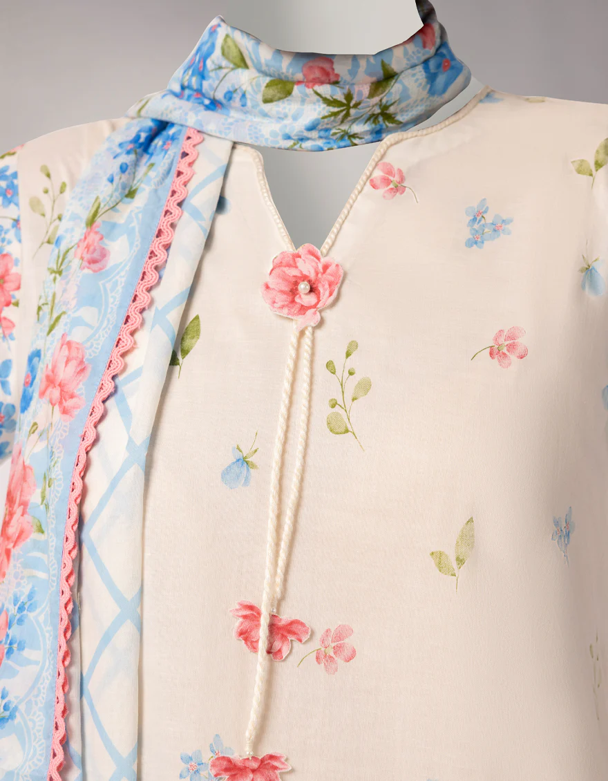 WHITE LAWN 3PC UNSTITCHED | JLAWN-S-26-1087 FLORAL MAGIC-3 - Image 3