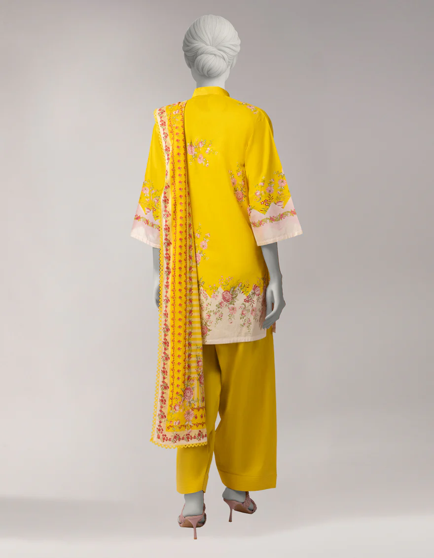 YELLOW LAWN 3PC UNSTITCHED | JLAWN-S-26-1088 FLORAL MAGIC-4 - Image 2