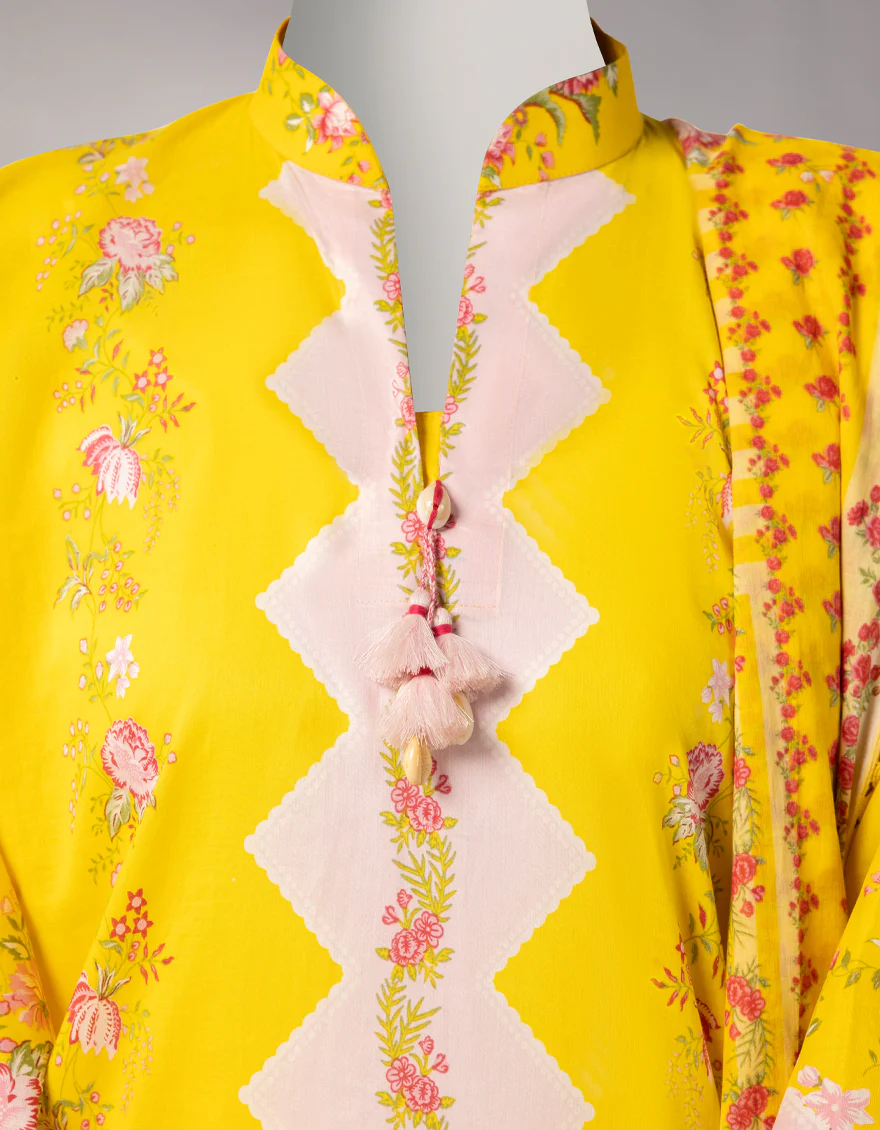 YELLOW LAWN 3PC UNSTITCHED | JLAWN-S-26-1088 FLORAL MAGIC-4 - Image 3