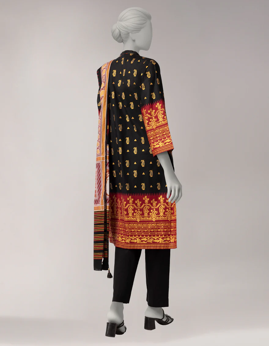 BLACK LAWN 3PC STITCHED | JLAWN-S-26-1089/S GOLD JAMDANI-01 - Image 2