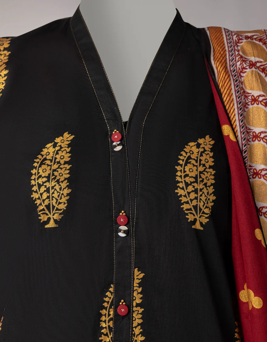 BLACK LAWN 3PC STITCHED | JLAWN-S-26-1089/S GOLD JAMDANI-01 - Image 3