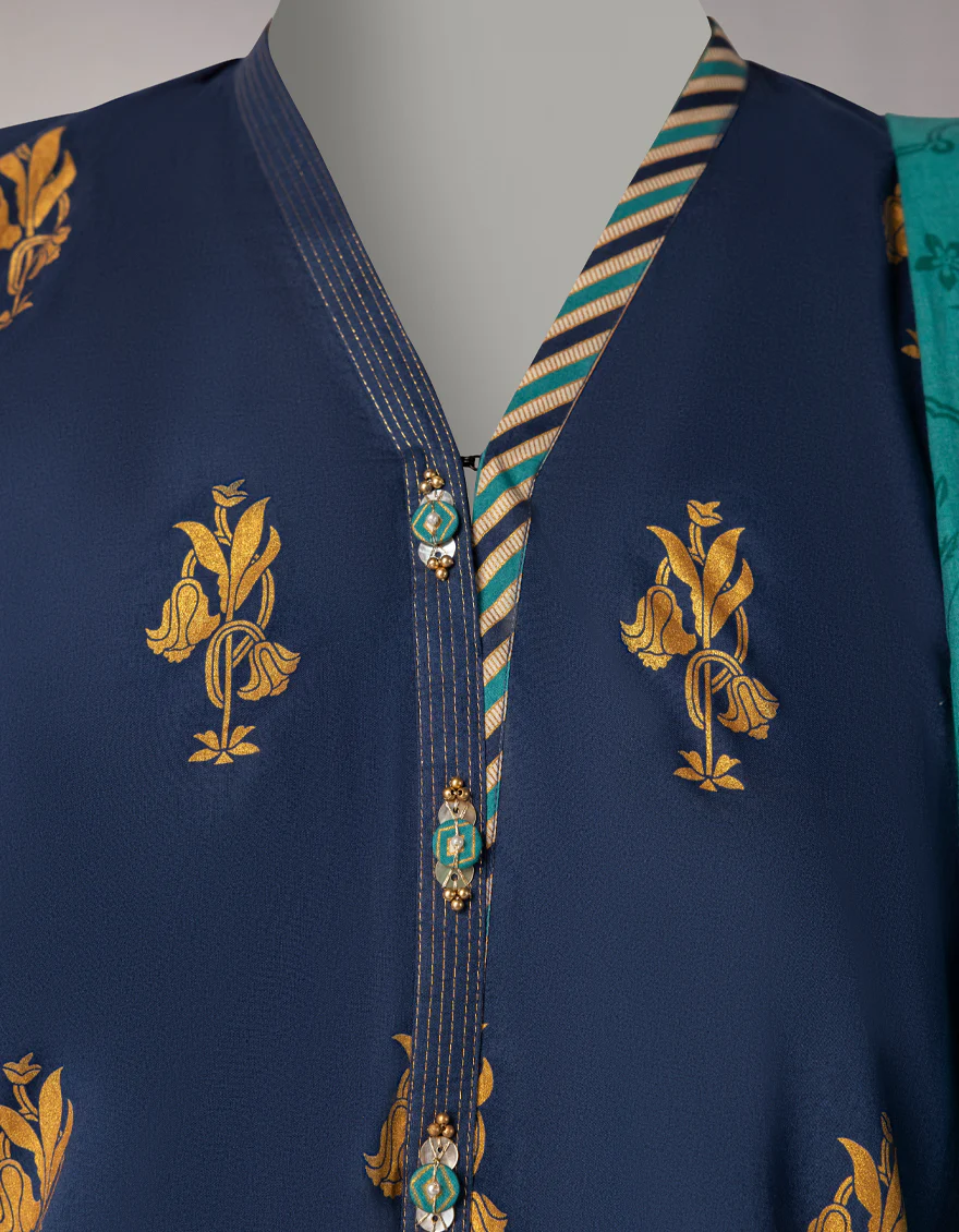 BLUE LAWN 3PC UNSTITCHED | JLAWN-S-26-1090 GOLD JAMDANI-2 - Image 3