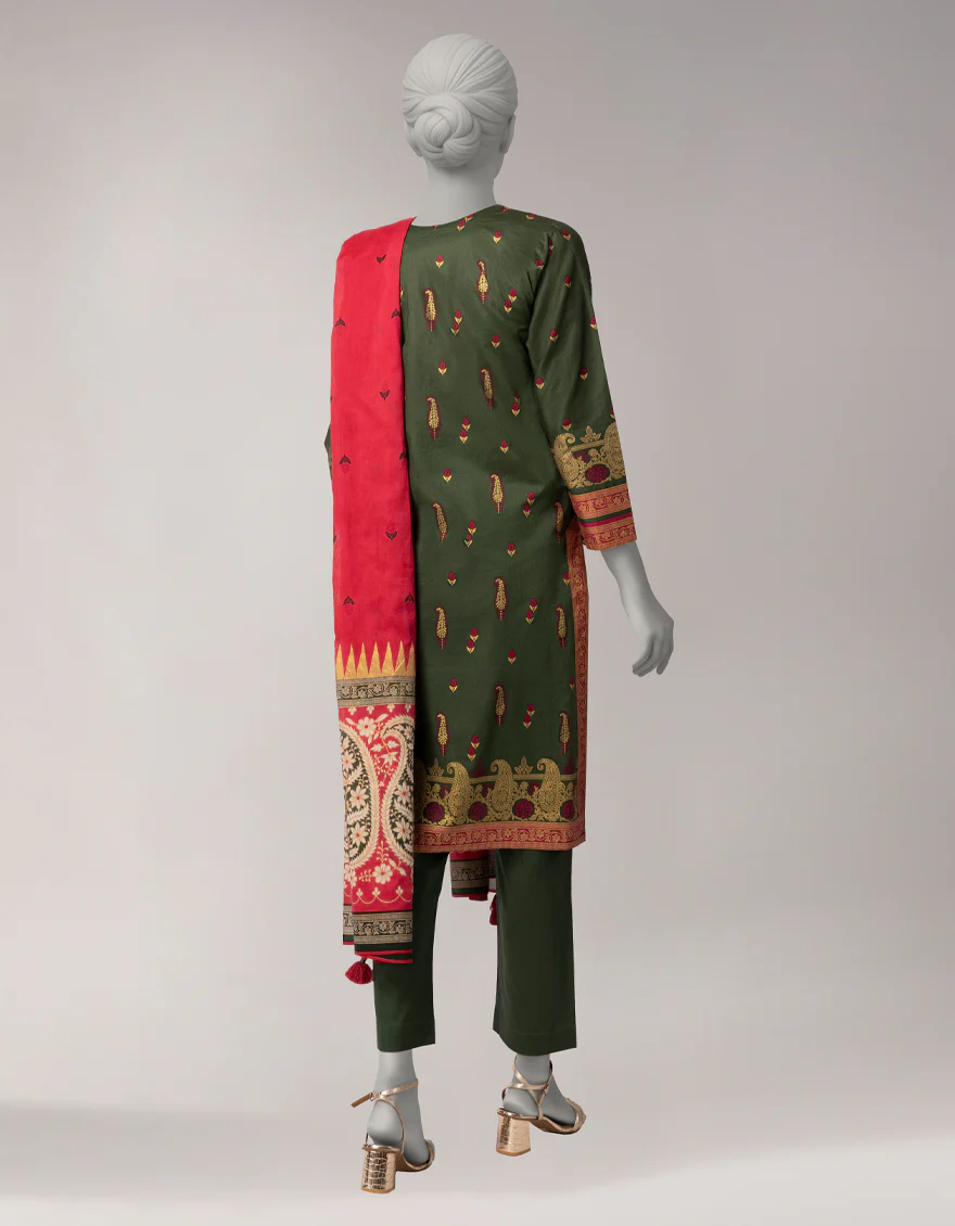 GREEN LAWN 3PC STITCHED | JLAWN-S-26-1092/S GOLD JAMDANI-04 - Image 2
