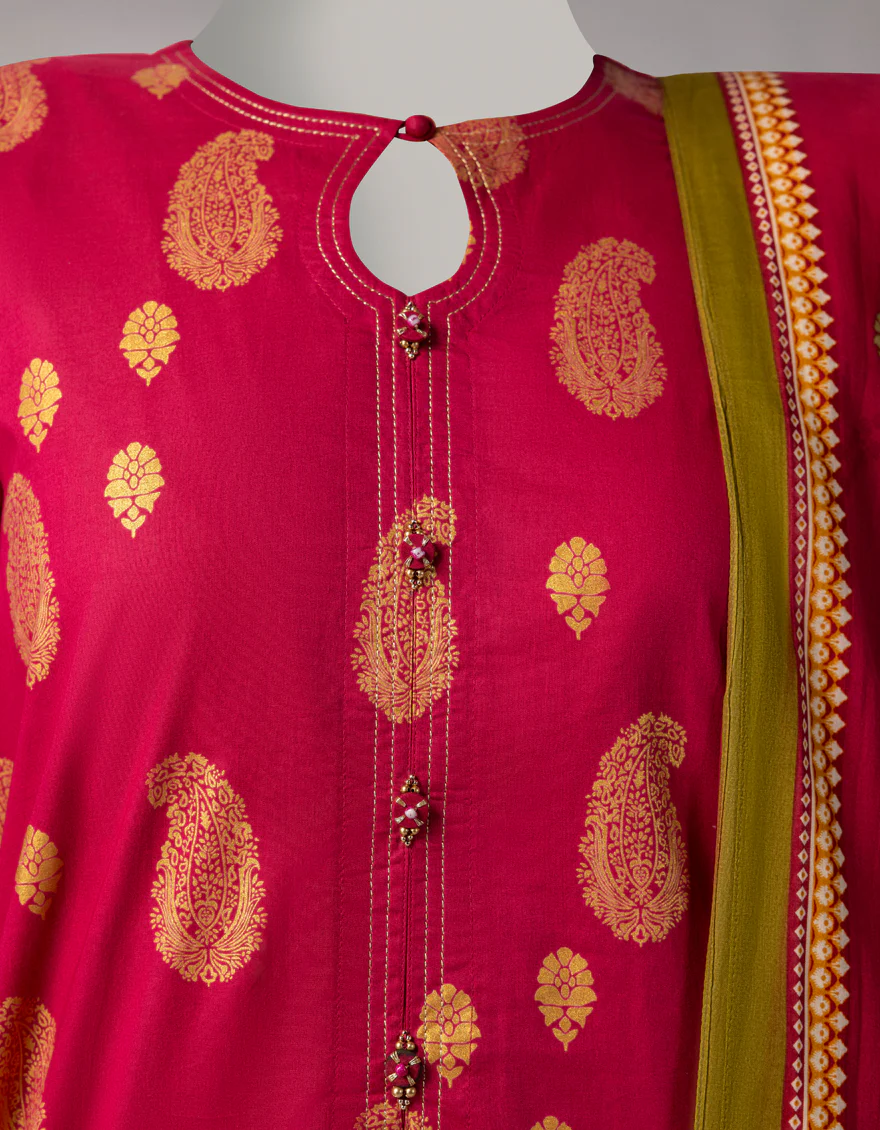 PINK LAWN 3PC UNSTITCHED | JLAWN-S-26-1094 GOLD JAMDANI-6 - Image 3