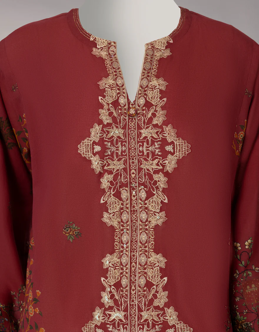 MAROON LAWN 3PC STITCHED | JLAWN-S-26-1095/S BOTANICAL GARDEN-01 - Image 3
