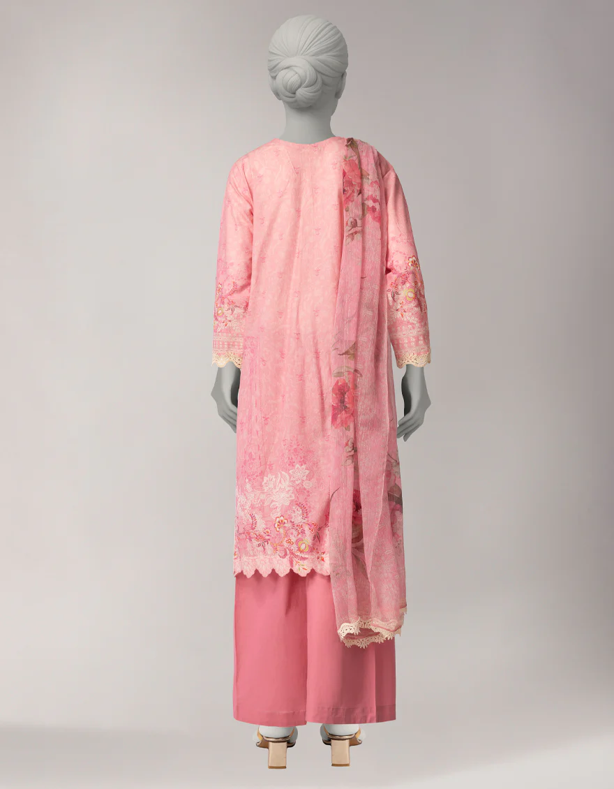 PINK LAWN 3PC UNSTITCHED | JLAWN-S-26-1098 BOTANICAL GARDEN-4 - Image 2