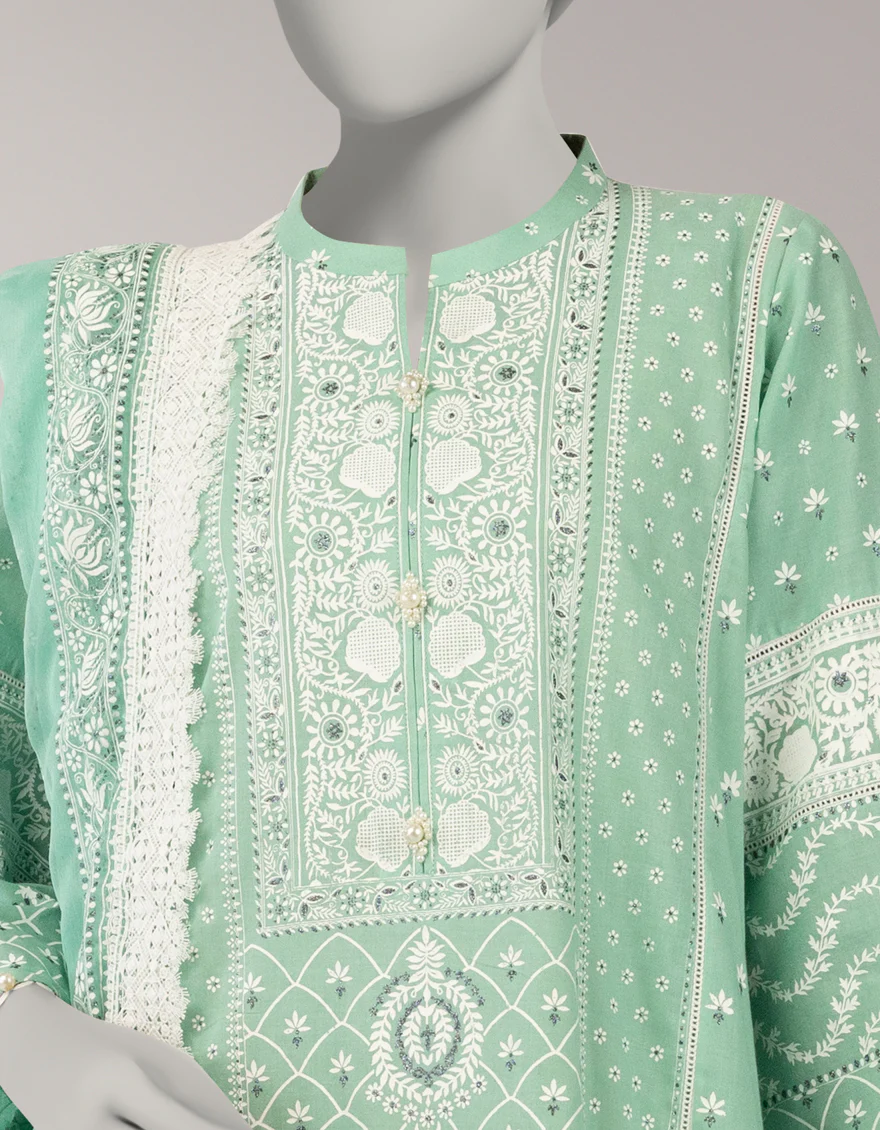 GREEN LAWN 3PC UNSTITCHED | JLAWN-S-26-1099 SHADOW WORK-1 - Image 3