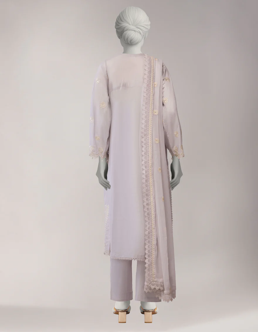 GREY LAWN 3PC UNSTITCHED | JLAWN-S-26-1118 LUXE-B-2 - Image 2