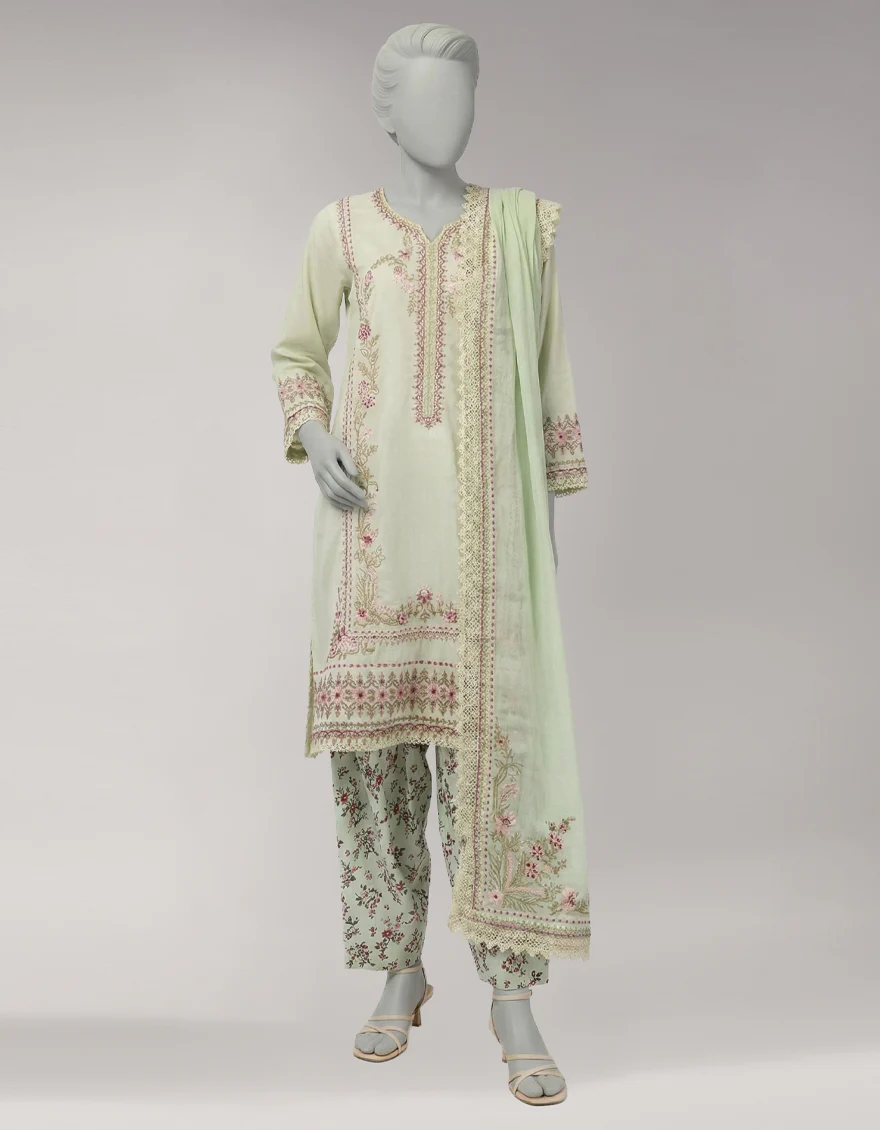 GREEN LAWN 3PC STITCHED | JLAWN-S-26-1123/S AMARA-1