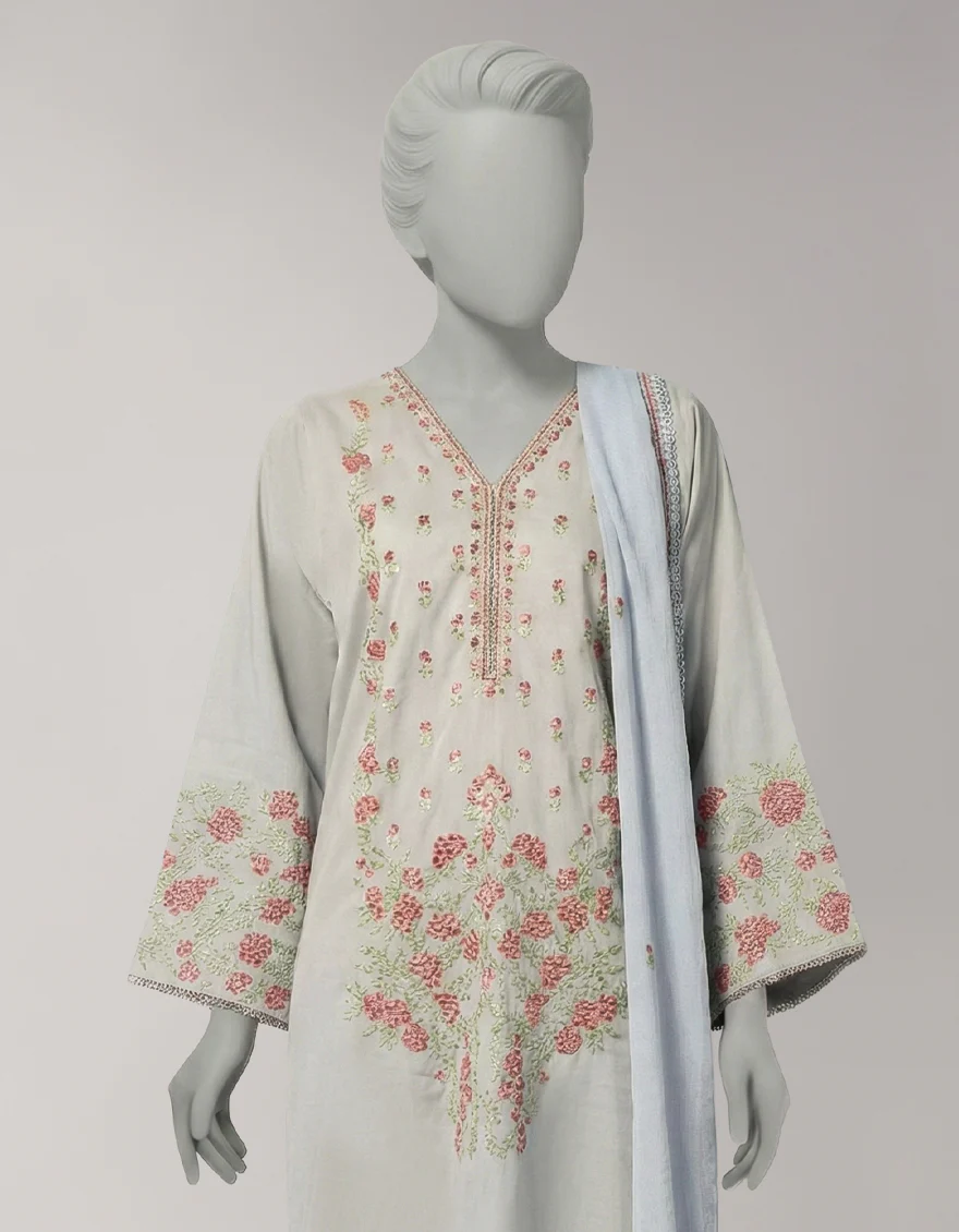 GREY LAWN 3PC STITCHED | JLAWN-S-26-1126/S AMARA-4 - Image 2
