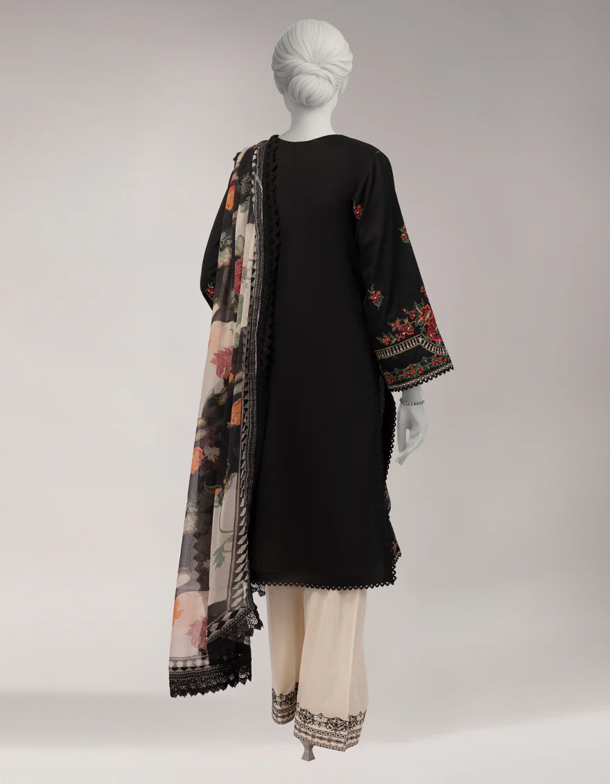 BLACK LAWN 3PC STITCHED | JLAWN-S-26-1169/S GRANDEUR-01 - Image 2