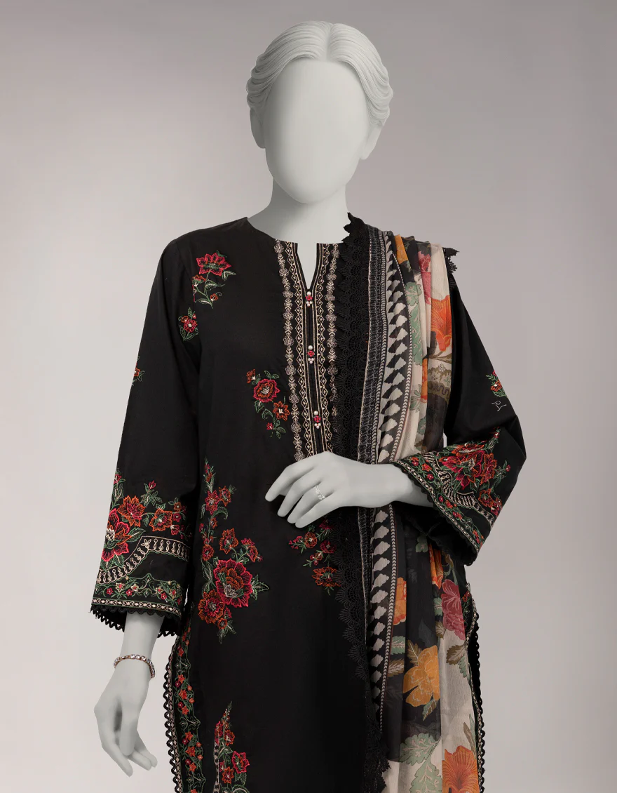 BLACK LAWN 3PC STITCHED | JLAWN-S-26-1169/S GRANDEUR-01 - Image 3