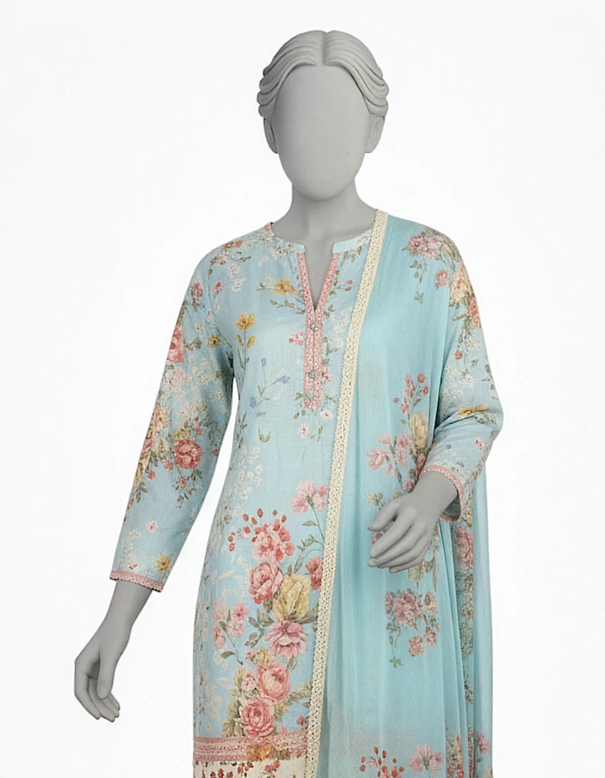 BLUE DOBBY 3PC STITCHED | JLAWN-S-26-368/S BOTANICAL-1 - Image 2
