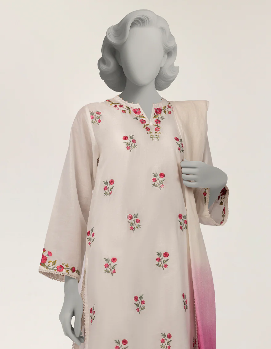 WHITE JACQUARD 3PC STITCHED | JLAWN-S-26-373/S THREAD GARDEN-02 - Image 3