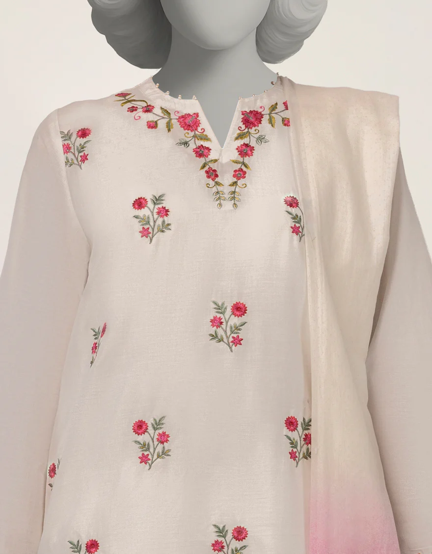 WHITE JACQUARD 3PC STITCHED | JLAWN-S-26-373/S THREAD GARDEN-02 - Image 4