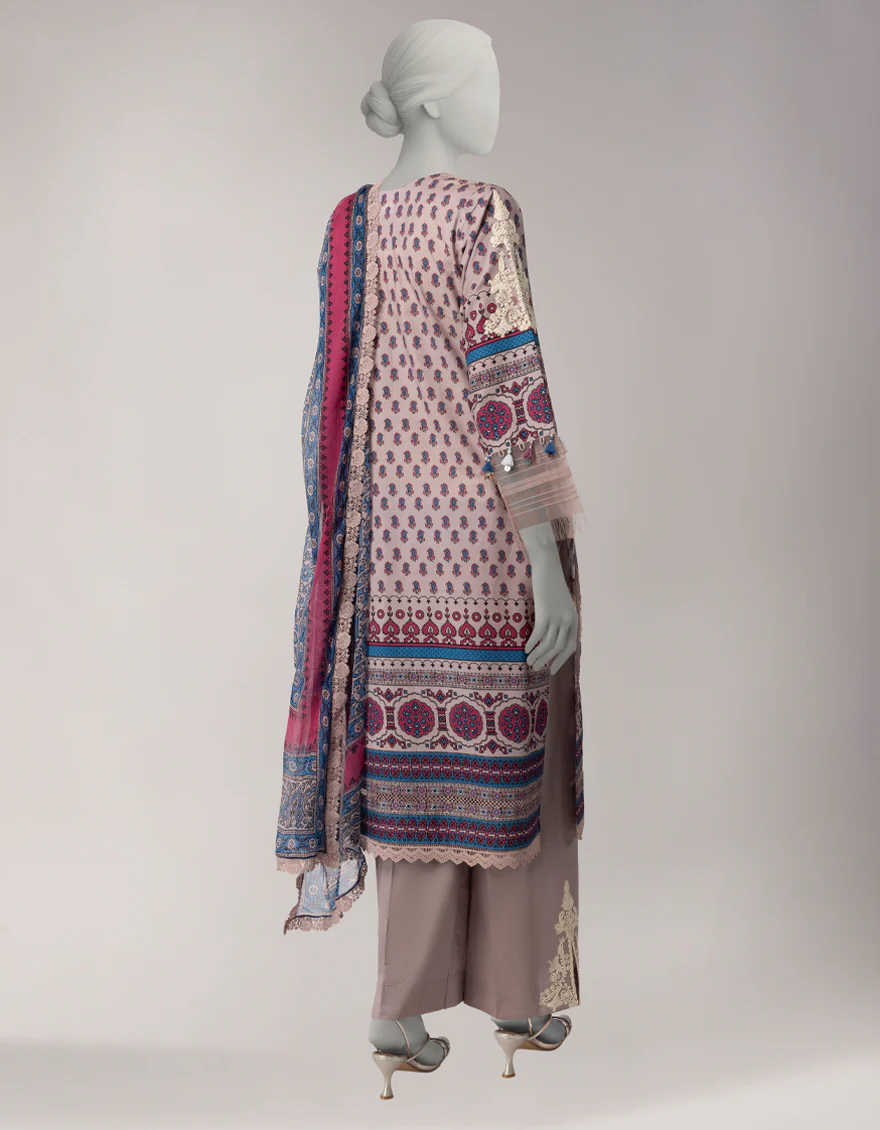 PINK LAWN 3PC UNSTITCHED | JLAWN-S-26-3755 AJRAK-1 - Image 2