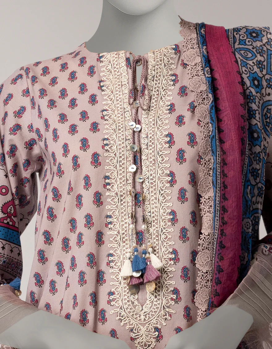 PINK LAWN 3PC UNSTITCHED | JLAWN-S-26-3755 AJRAK-1 - Image 3
