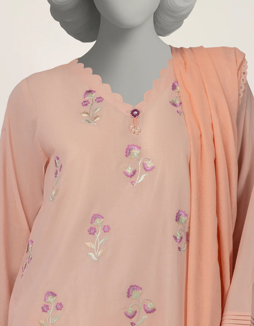 PINK JACQUARD 3PC STITCHED | JLAWN-S-26-376/S THREAD GARDEN-05 - Image 4