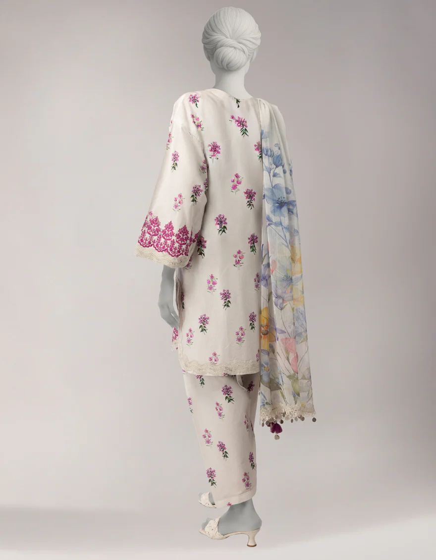 WHITE LAWN 3PC UNSTITCHED | JLAWN-S-26-3765 FLORAL MYSTIC-3 - Image 2