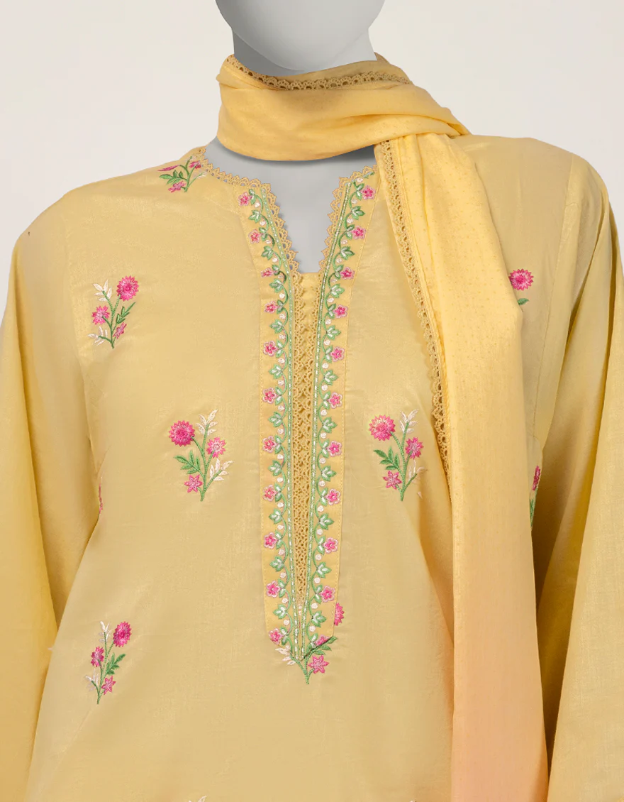 YELLOW LAWN 3PC STITCHED | JLAWN-S-26-377/S THREAD GARDEN-06 - Image 4