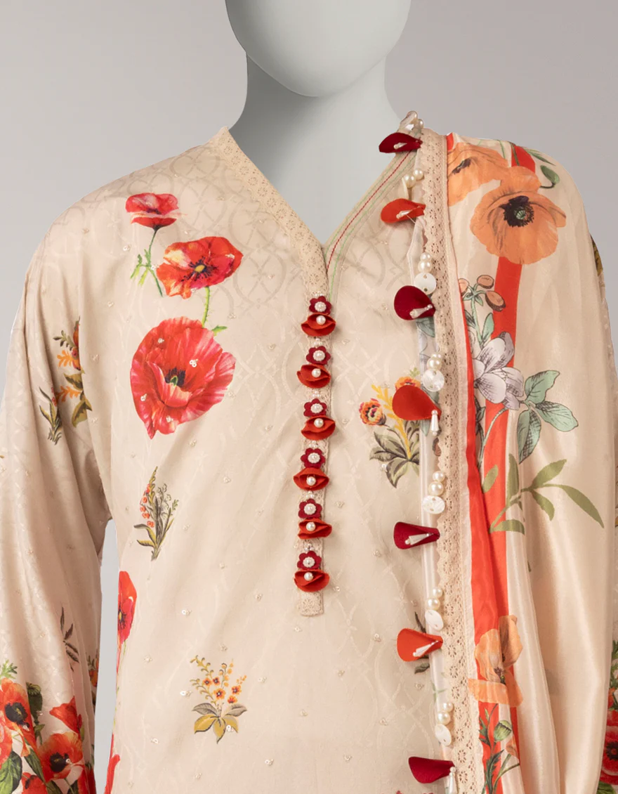 MULTICOLOR DOBBY 3PC UNSTITCHED | JLAWN-S-26-3805 CHINAR-3 - Image 3