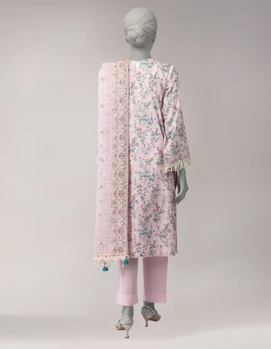 MULTICOLOR DORIA 3PC UNSTITCHED | JLAWN-S-26-3810 HILL SIDE-4 - Image 2