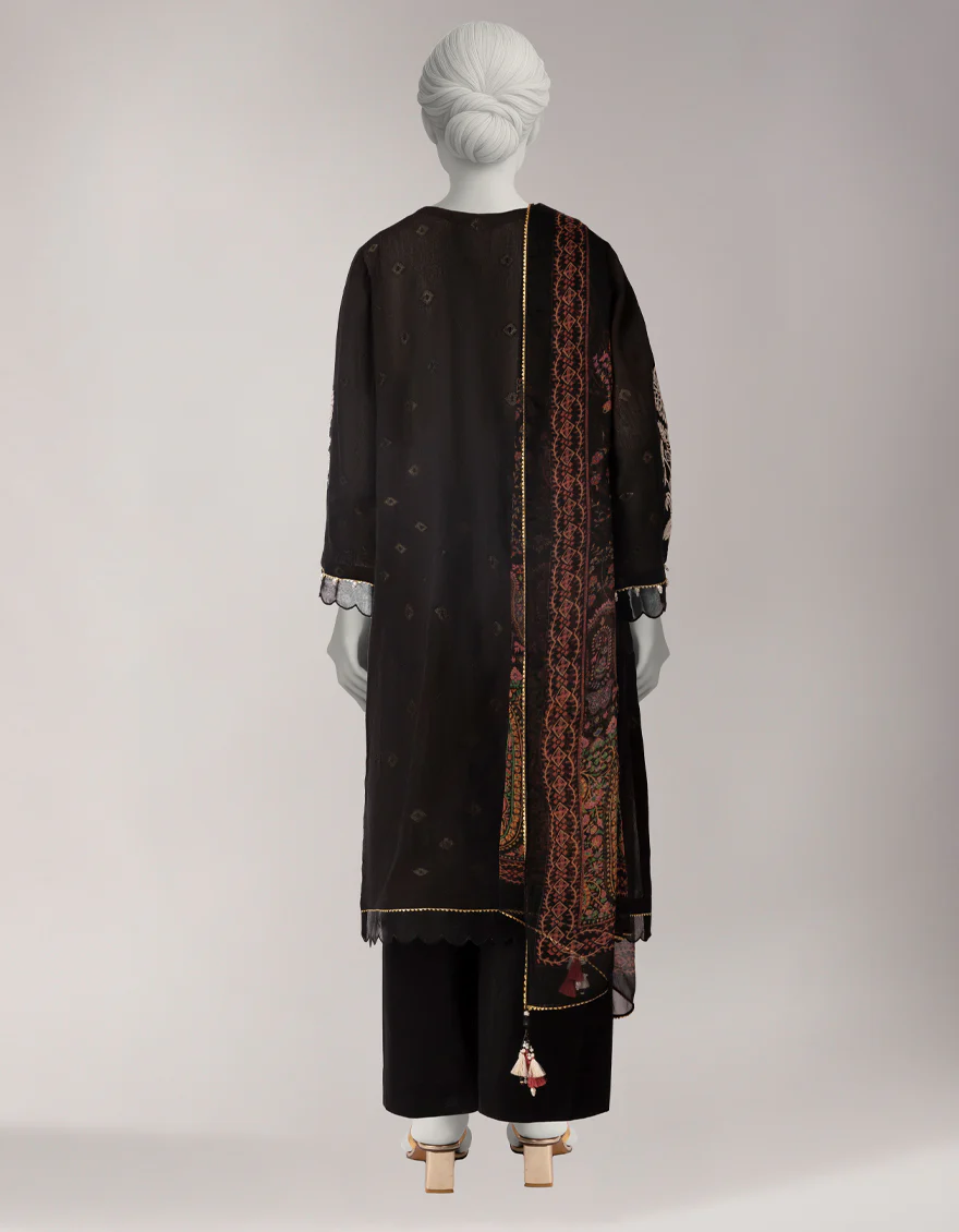 BLACK ZARI LAWN 3PC UNSTITCHED | JLAWN-S-26-3815 EASTERN HUES-1 - Image 2
