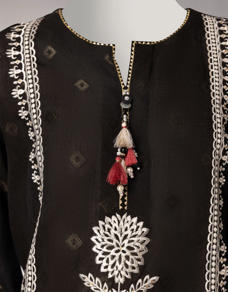 BLACK ZARI LAWN 3PC UNSTITCHED | JLAWN-S-26-3815 EASTERN HUES-1 - Image 3