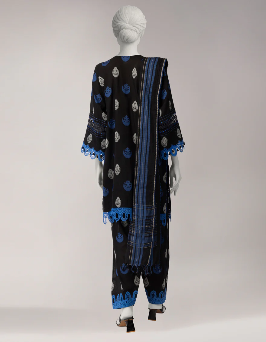 BLACK DOBBY 3PC UNSTITCHED | JLAWN-S-26-3819 SERENITY-01 - Image 2