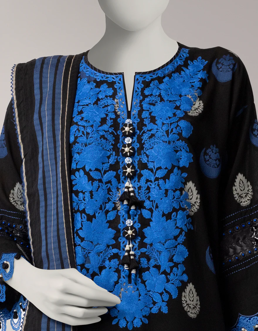 BLACK DOBBY 3PC UNSTITCHED | JLAWN-S-26-3819 SERENITY-01 - Image 3
