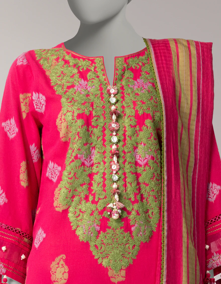 PINK DOBBY 3PC UNSTITCHED | JLAWN-S-26-3822 SERENITY-4 - Image 3