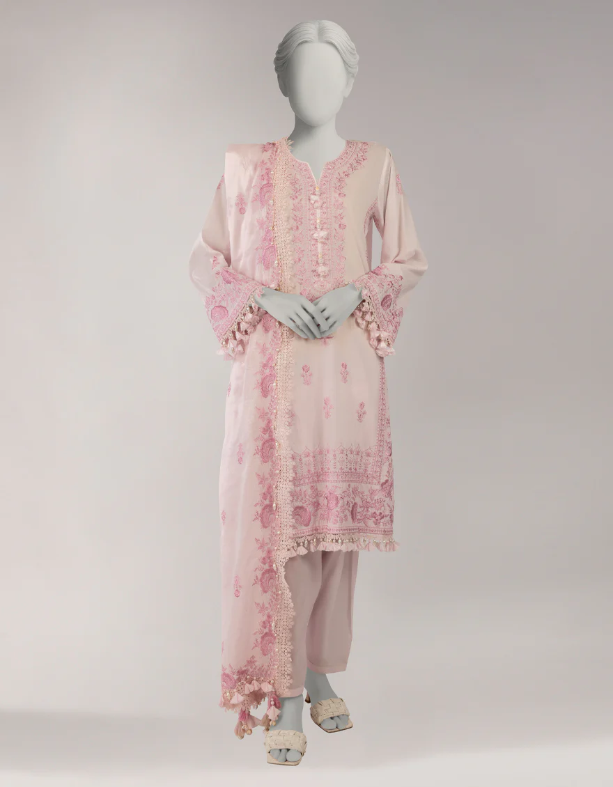PINK LAWN 3PC UNSTITCHED | JLAWN-S-26-3825 VINTAGE-3