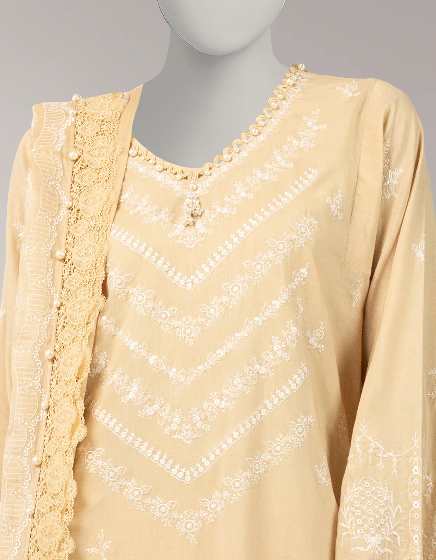 BEIGE LAWN 3PC UNSTITCHED | JLAWN-S-26-3826 VINTAGE-4 - Image 3