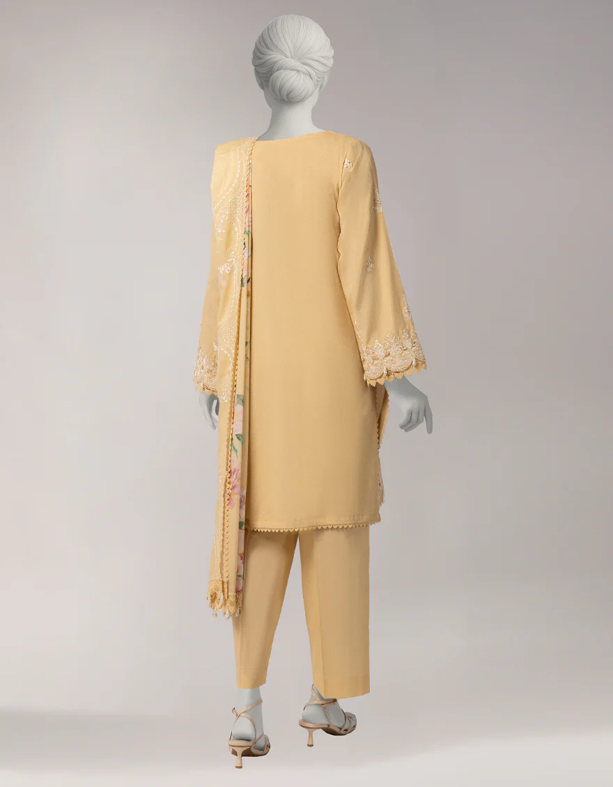YELLOW DOBBY 3PC UNSTITCHED | JLAWN-S-26-3829 DIVINE-3 - Image 2