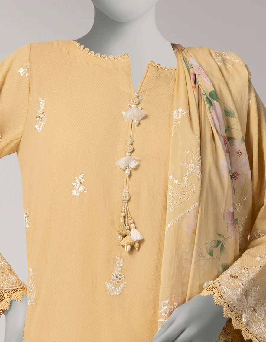 YELLOW DOBBY 3PC UNSTITCHED | JLAWN-S-26-3829 DIVINE-3 - Image 3