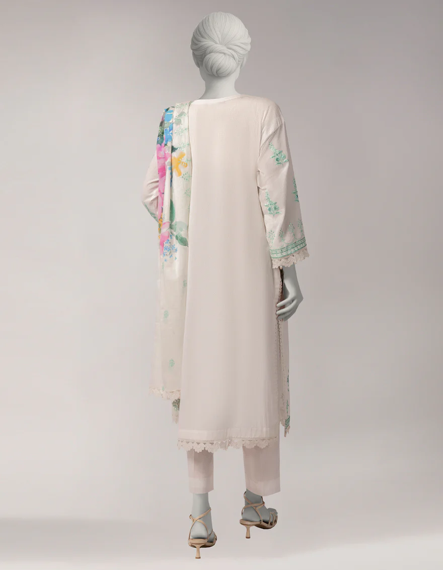 WHITE DOBBY 3PC UNSTITCHED | JLAWN-S-26-3830 DIVINE-4 - Image 2