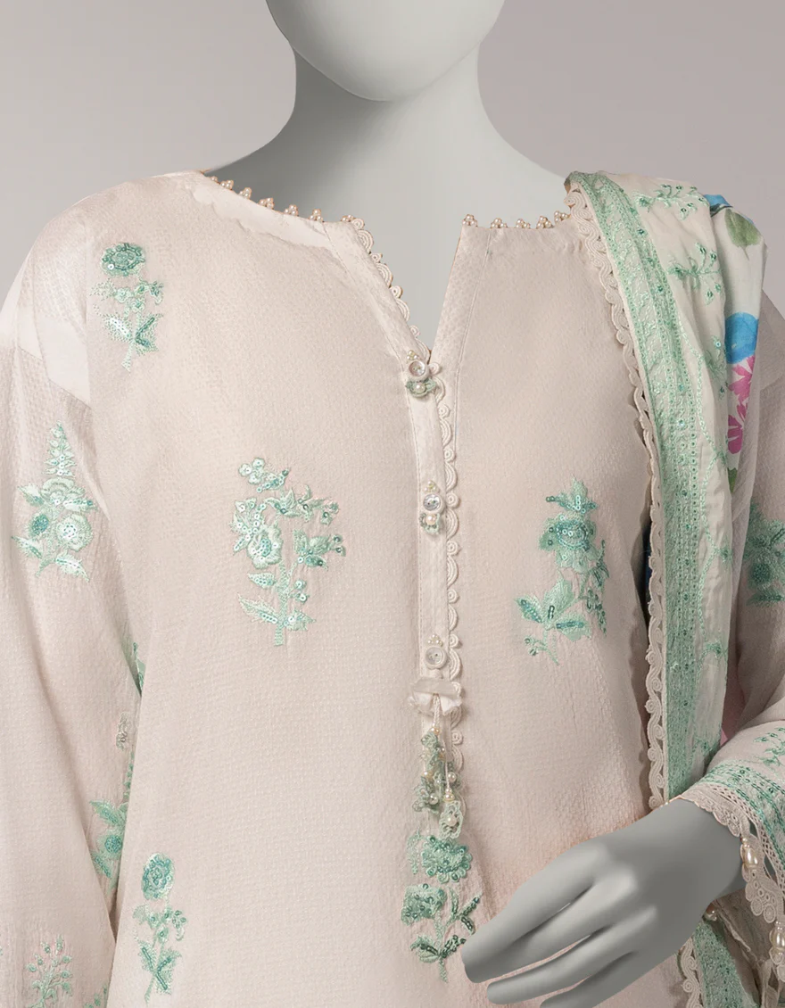 WHITE DOBBY 3PC UNSTITCHED | JLAWN-S-26-3830 DIVINE-4 - Image 3