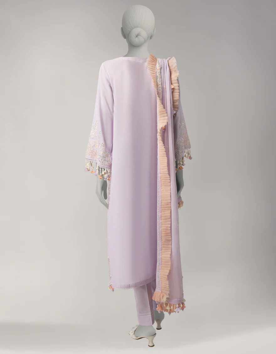 LILAC LAWN 3PC UNSTITCHED | JLAWN-S-26-3838 SCHIFFLI-4 - Image 2