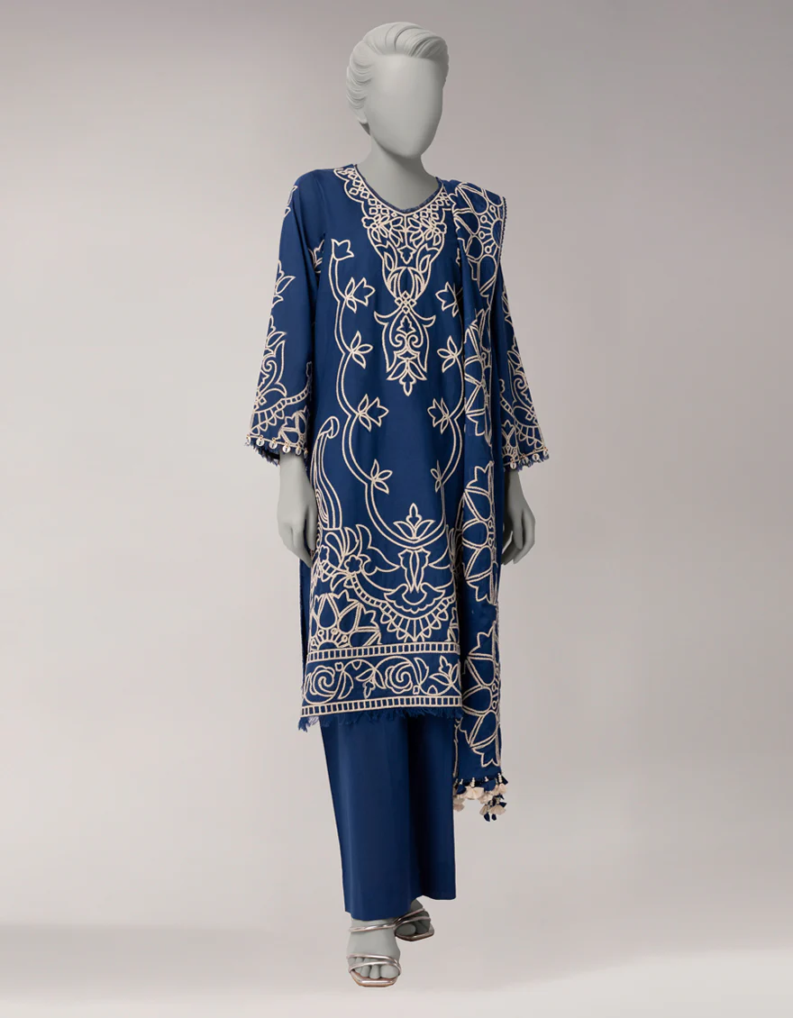 BLUE LAWN 3PC UNSTITCHED | JLAWN-S-26-3840 ROYAL DYNASTY-2