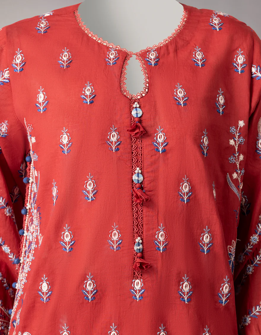 RED LAWN 3PC UNSTITCHED | JLAWN-S-26-3841 ROYAL DYNASTY-3 - Image 3