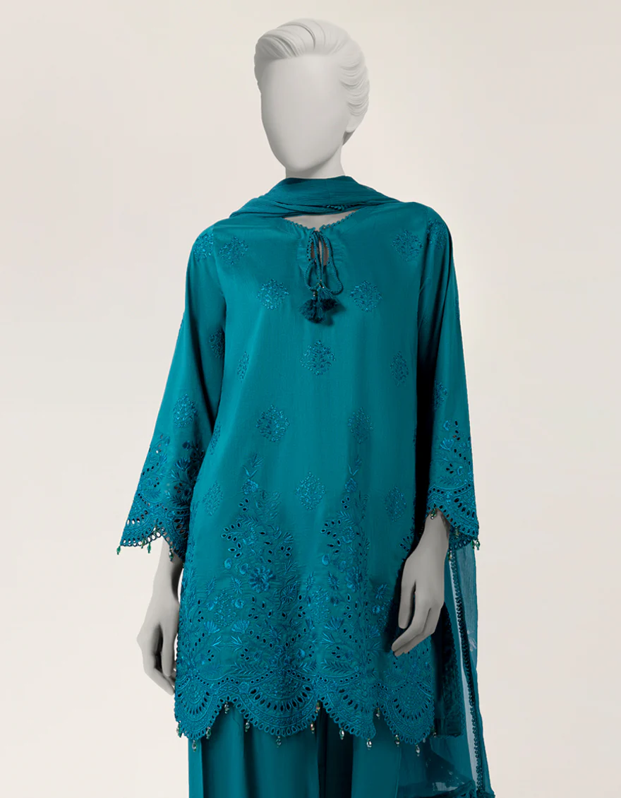 TEAL LAWN 3PC STITCHED | JLAWN-S-26-406/S SEHIFFLI-5 - Image 2