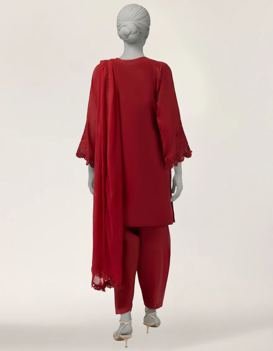 RED LAWN 3PC STITCHED | JLAWN-S-26-407/S SEHIFFLI-6 - Image 2