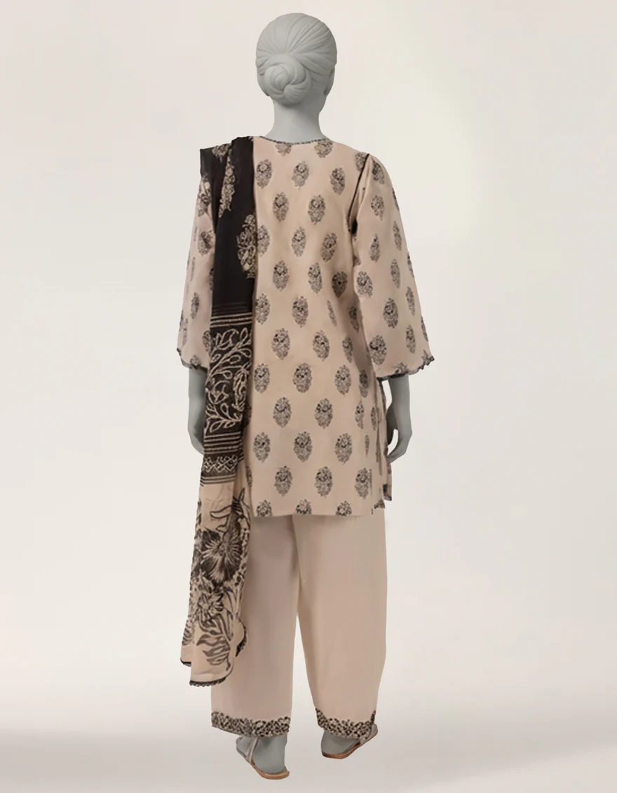 BEIGE LAWN 3PC STITCHED | JLAWN-S-26-419/S TONAL BLOOM-4 - Image 2