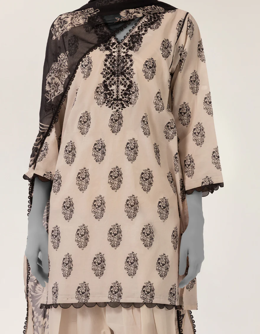 BEIGE LAWN 3PC STITCHED | JLAWN-S-26-419/S TONAL BLOOM-4 - Image 3
