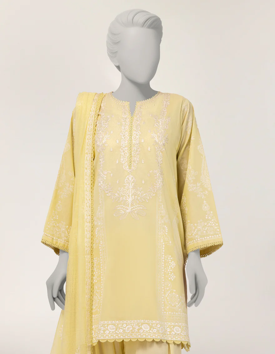 YELLOW LAWN 3PC STITCHED | JLAWN-S-26-430/S PRINT MUSE-03 - Image 3