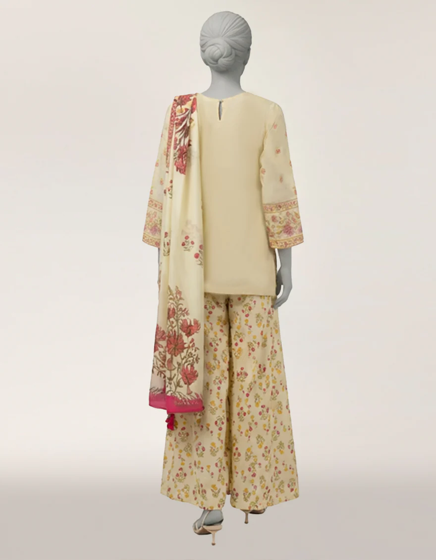 CREAM DOBBY 3PC STITCHED | JLAWN-S-26-438/S JAIPUR-01 - Image 2