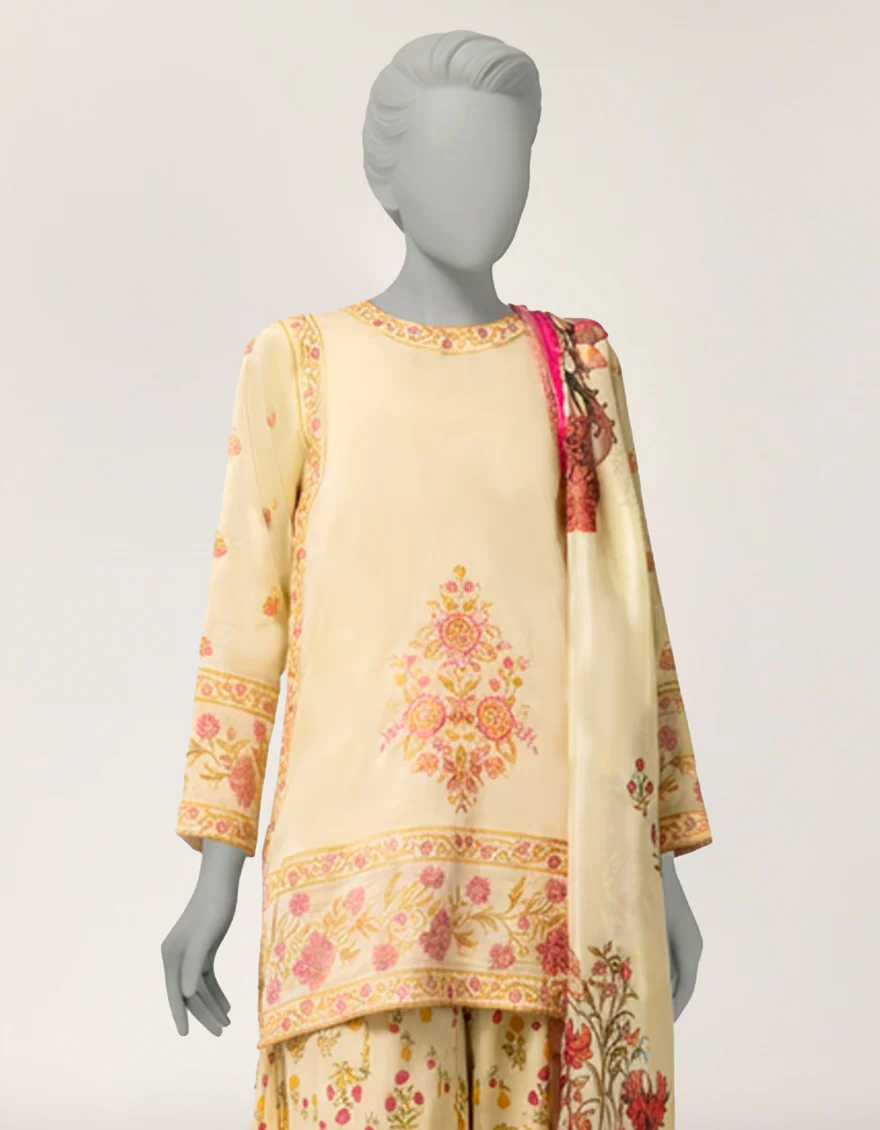 CREAM DOBBY 3PC STITCHED | JLAWN-S-26-438/S JAIPUR-01 - Image 3