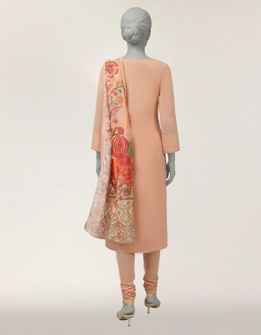 PEACH ORGANZA 3PC STITCHED | JLAWN-S-26-439/S JAIPUR-02 - Image 3
