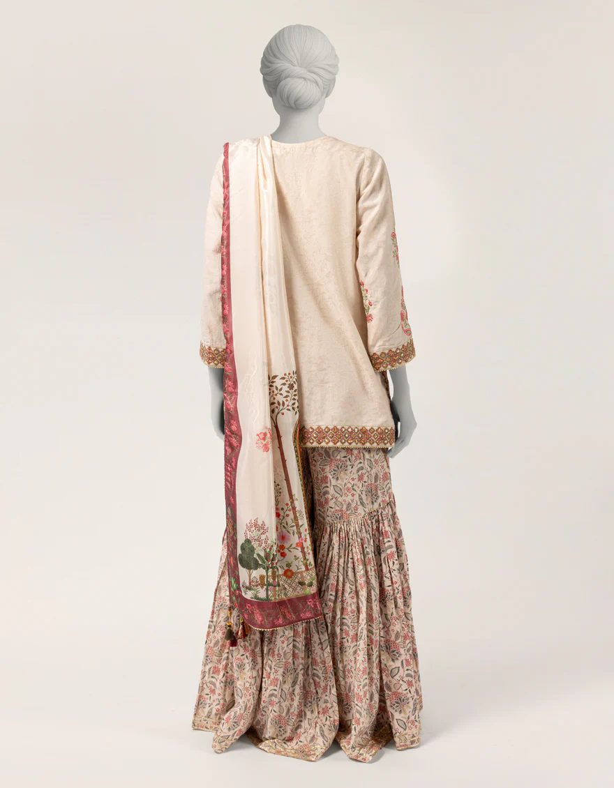 BEIGE RAW SILK 3PC STITCHED | JLAWN-S-26-441/S JAIPUR-04 - Image 3